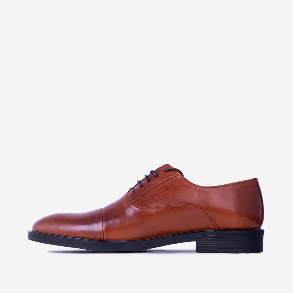 کفشی رسمی مردانه چرم طبیعی رنگ عسلی براق | چرم آرا