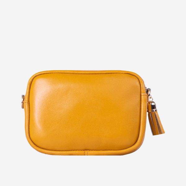 کیف دوشی زنانه زرد چرم طبیعی | چرم آرا