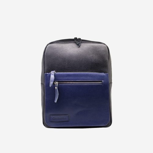 کوله پشتی چرم آبی مشکی زنانه | چرم آرا