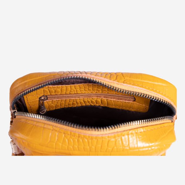 کیف دوشی زنانه زرد کرو چرم طبیعی | چرم آرا
