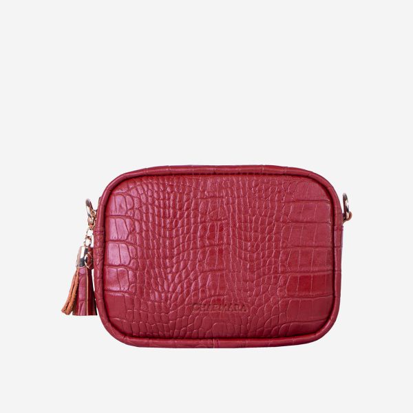 کیف دوشی زنانه چرم طبیعی قرمز | چرم آرا
