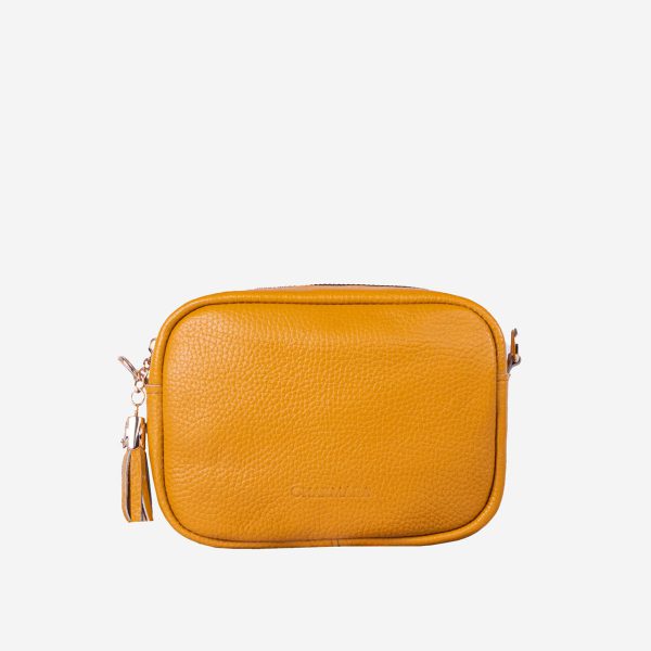 کیف دوشی زنانه چرم طبیعی زرد | چرم آرا
