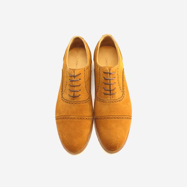 کفش رسمی بنددار مردانه عسلی | چرم آرا