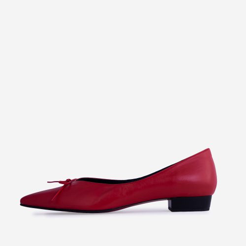 کفش تخت زنانه چرم طبیعی رنگ قرمز | چرم آرا