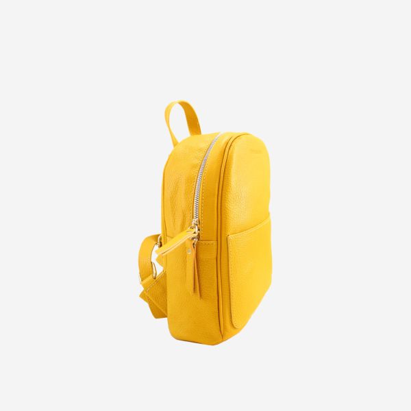 کیف کوله دوشی چرم زرد زنانه | چرم آرا