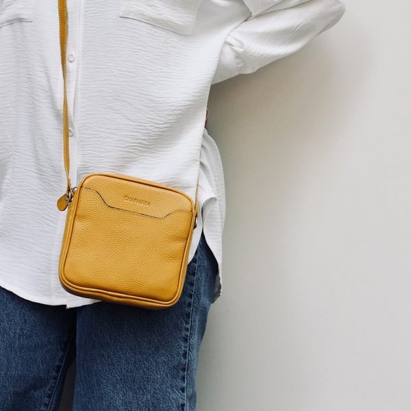 کیف دوشی چرم زرد مردانه زنانه | چرم آرا