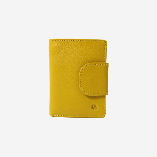 کیف پول تاشو زنانه چرم طبیعی زرد | چرم آرا