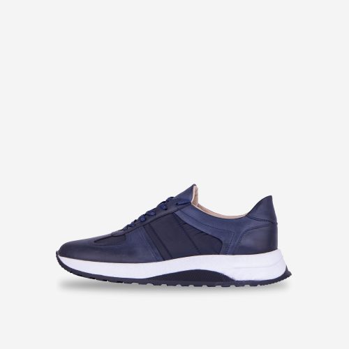 کفش اسپرت کتونی بند دار سرمه ای مردانه چرم طبیعی | چرم آرا