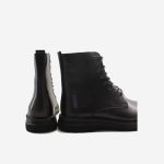 نیم بوت مردانه بند دار مشکی چرم طبیعی | چرم آرا