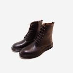 نیم بوت مردانه بند دار قهوه ای چرم طبیعی | چرم آرا