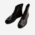 نیم بوت مردانه بند دار مشکی چرم طبیعی | چرم آرا