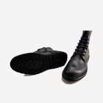 نیم بوت مردانه بند دار مشکی چرم طبیعی | چرم آرا