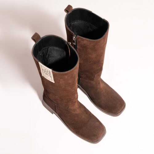 بوت چرم زنانه قهوه ای مدل sylvie